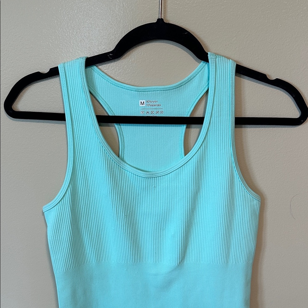 Racerback Mini Dress with shorts in Aqua size Medium - Picture 3 of 8